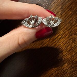 18k white gold VVS Natural Diamonds Stud Earrings - Women Jewelry